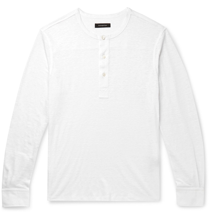 Photo: Ermenegildo Zegna - Slim-Fit Slub Linen Henley T-Shirt - White