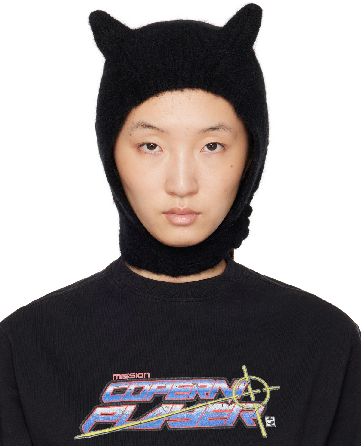 Coperni Black Knitted Horn Beanie Coperni