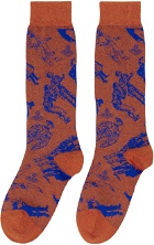 Vivienne Westwood Orange Evolution of Man Socks