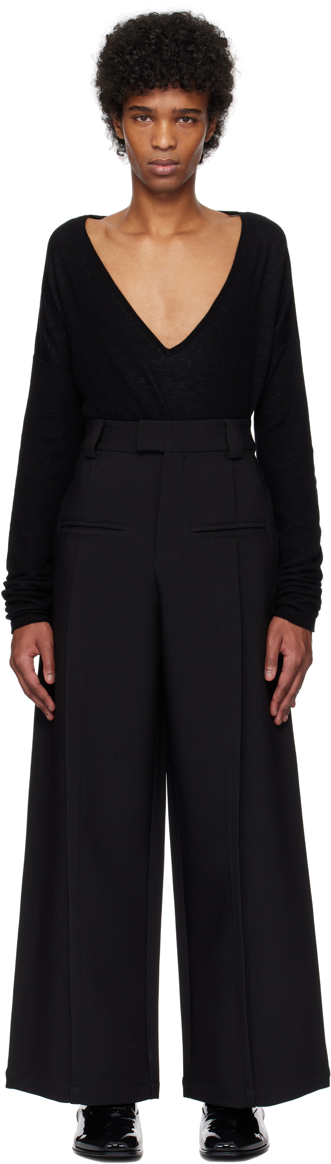 Fax Copy Express Black 'Hand In Front Pocket' Trousers