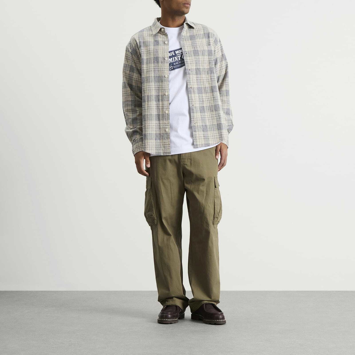 Café Mountain Men's Heritage Shirt in Ecru Slub Check