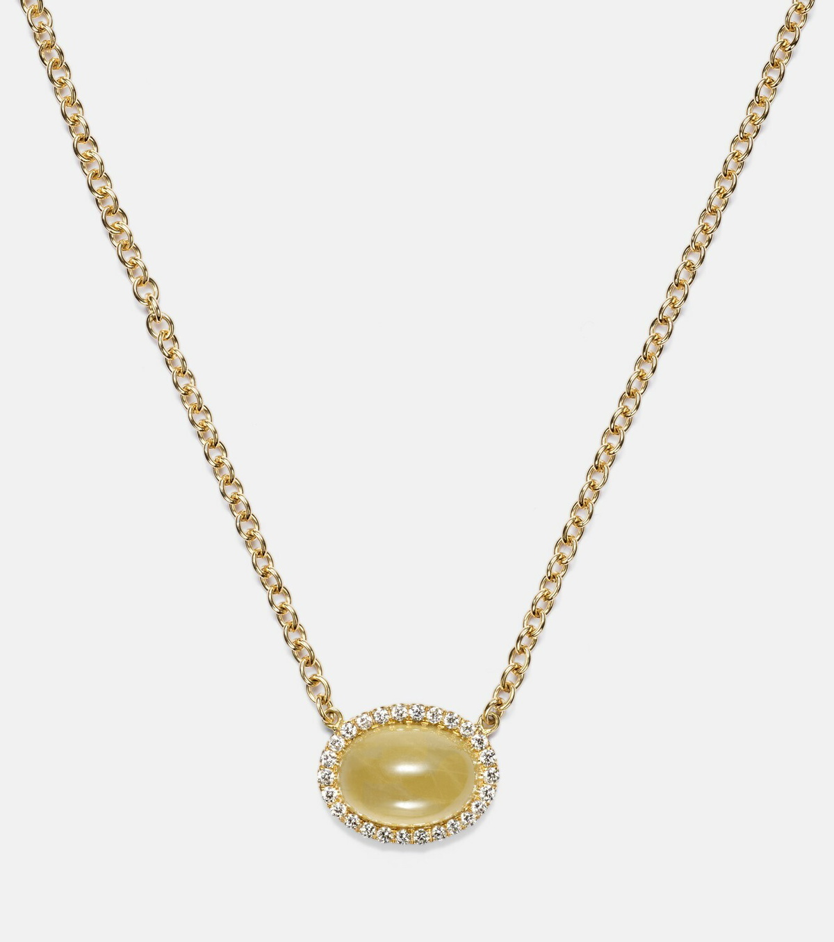 Octavia Elizabeth Bermuda Grass 18kt gold chain necklace with beryl and diamonds