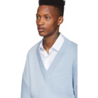 AMI Alexandre Mattiussi Blue Oversized V-Neck Sweater
