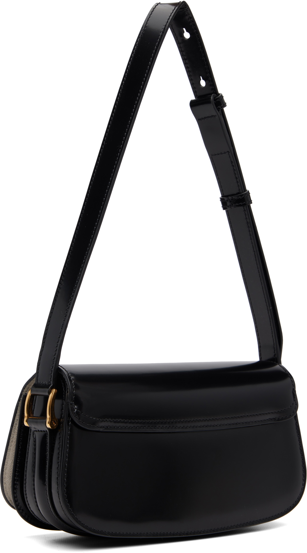 AMI Paris Black Calfskin Leather Paris Paris Shoulder Bag