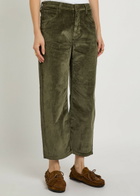 Free People Deep Trance Straight-leg Corduroy Cropped Trousers Dark Green