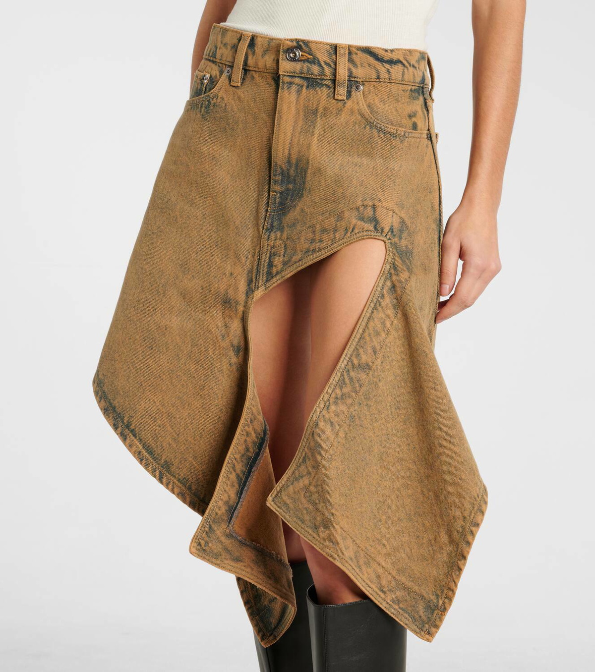 Y/Project Cutout denim miniskirt