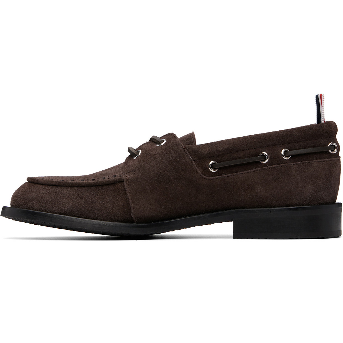 Thom Browne Brown Calf Suede Boat Shoes
