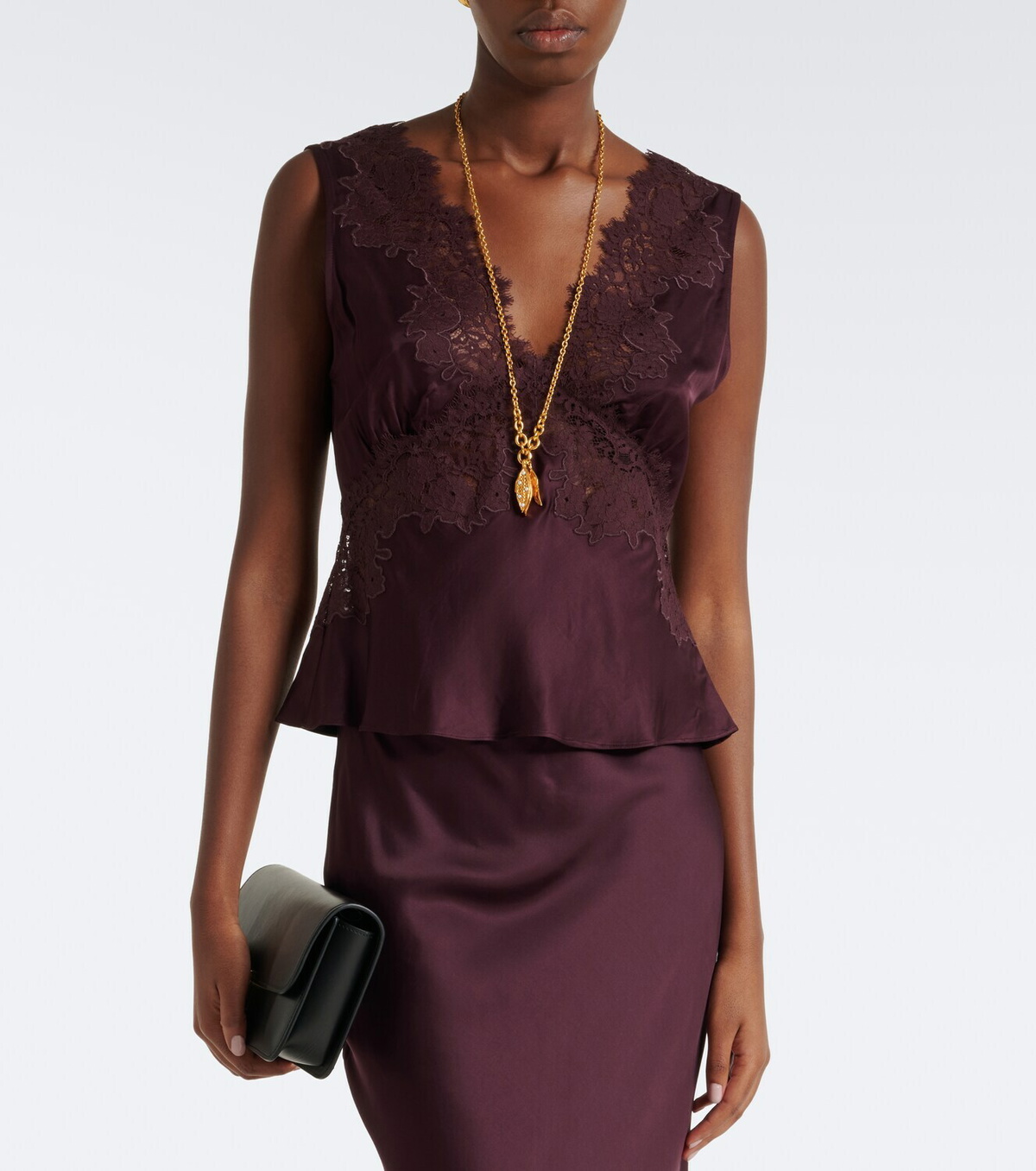 Rixo Emmie lace-trimmed satin top