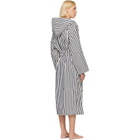 Tekla Navy & White Terry Hooded Bathrobe