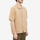 Our Legacy Men's Elder Pocket Short Sleeve Shirt in Oat Texan Pinstripe