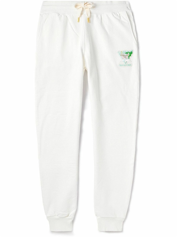 Photo: Casablanca - Tapered Logo-Appliquéd Organic Cotton-Jersey Sweatpants - Unknown
