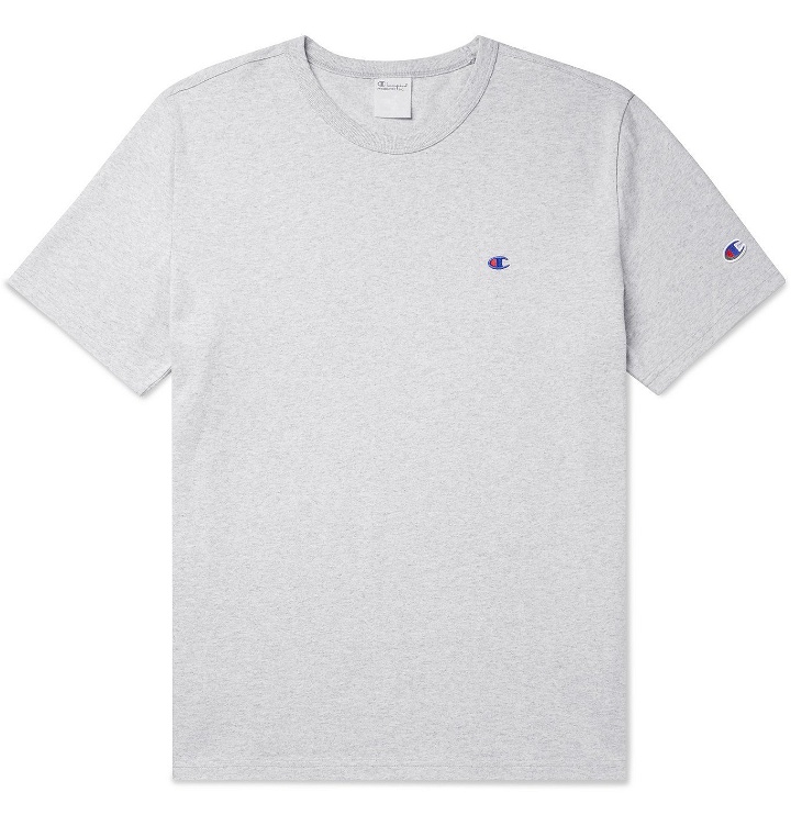 Photo: Champion - Logo-Embroidered Cotton-Jersey T-Shirt - Gray