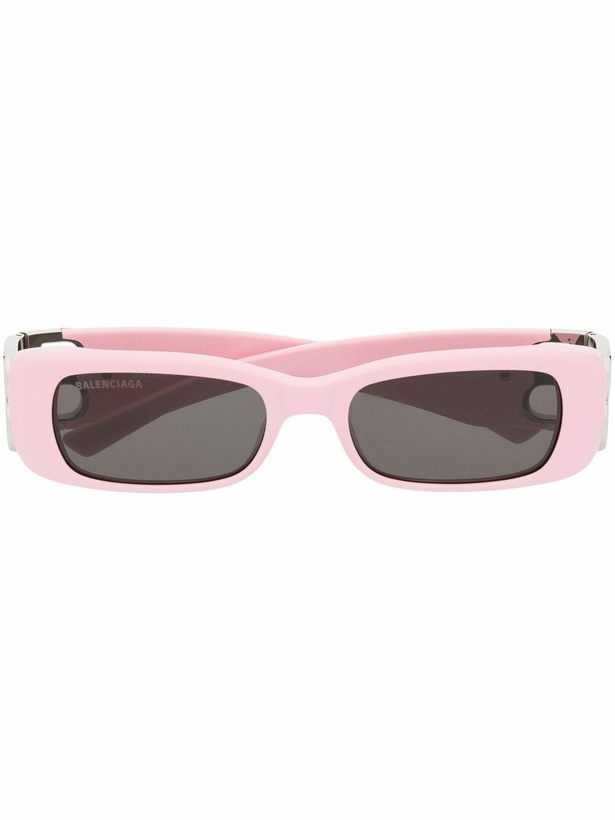 Photo: Balenciaga Eyewear Pink Rectangle Frame Sunglasses