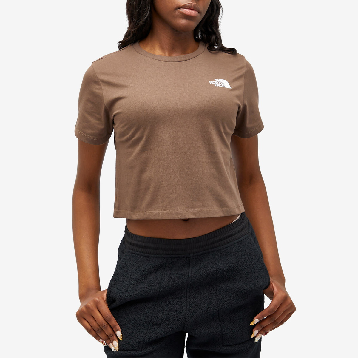 The North Face Women's Cropped Simple Dome T-Shirt in Brown