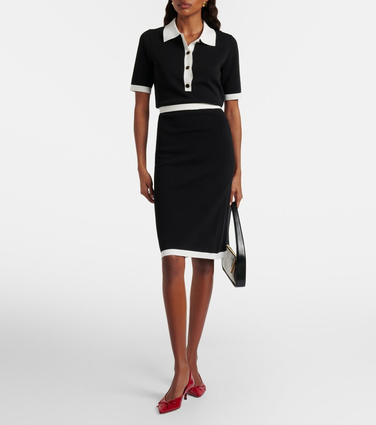 Nina Ricci Ribbed-knit polo shirt