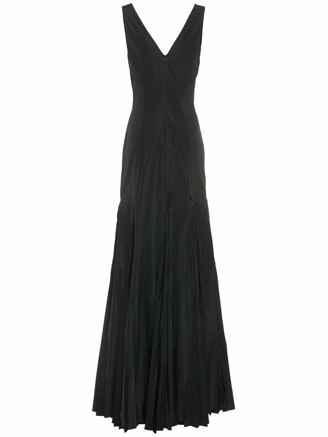 ROCHAS Sleeveless Pleated Taffeta Long Dress