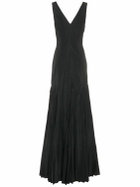 ROCHAS Sleeveless Pleated Taffeta Long Dress