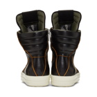 Rick Owens Black and Orange Geobasket High-Top Sneakers