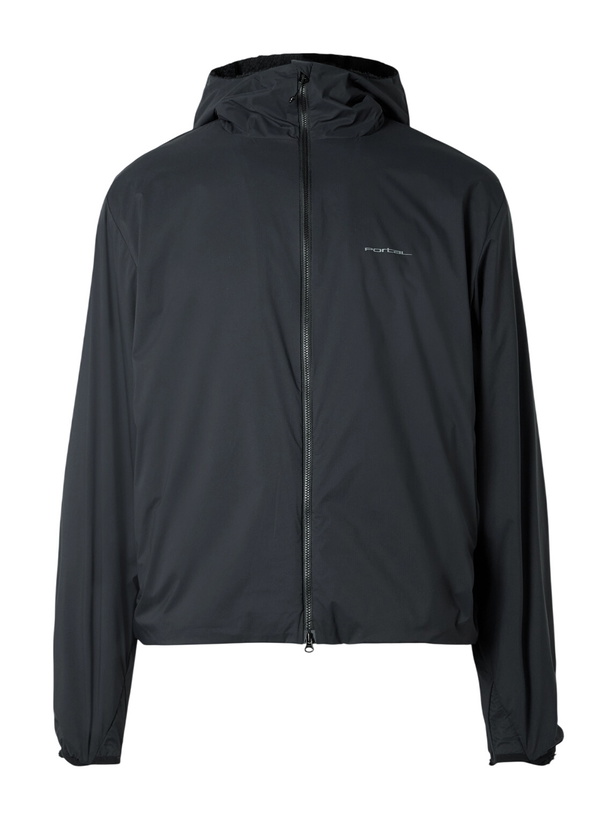 Photo: Portal - Level Alpha Logo-Print Fleece-Trimmed Recycled-Shell Jacket - Black