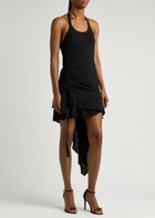 Helmut Lang Wind Ruched Jersey Mini Dress Black