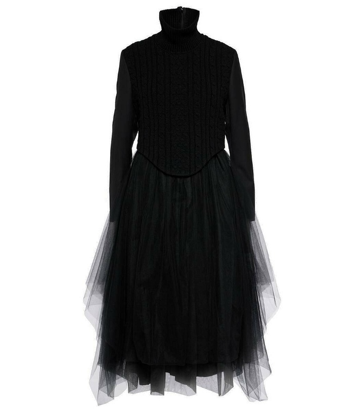 Photo: Noir Kei Ninomiya Wool-blend and tulle midi dress