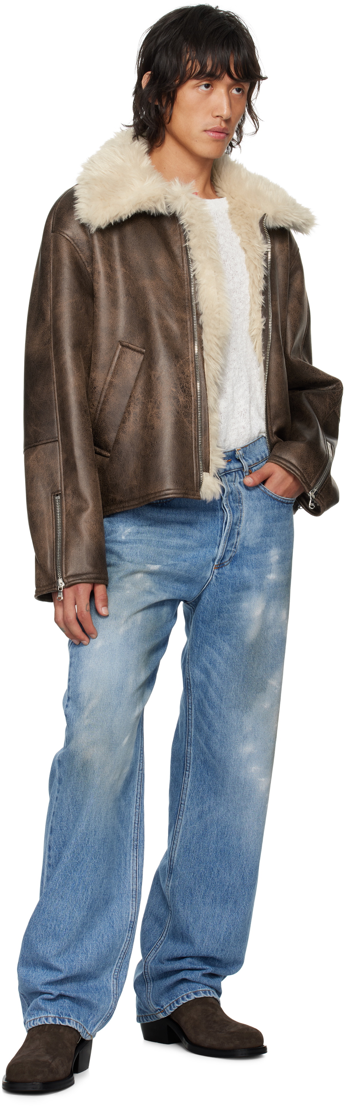Séfr Brown Asante Faux-Leather Jacket Séfr