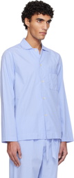 Tekla Blue Poplin Long-Sleeved Pyjama Shirt