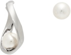 Dries Van Noten Silver Pearl Cuff Earrings
