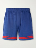 BODE - Lakewood Straight-Leg Logo-Embroidered Striped Jersey Shorts - Blue