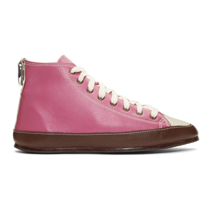 Photo: Linder Pink Leather High-Top Sneakers