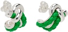Bottega Veneta Silver & Green Knot Earrings