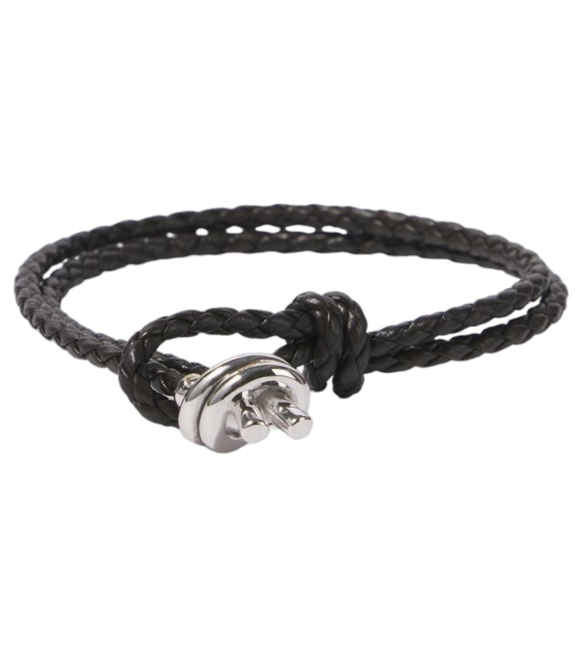 Bottega Veneta Black Loop Leather Bracelet Bottega Veneta