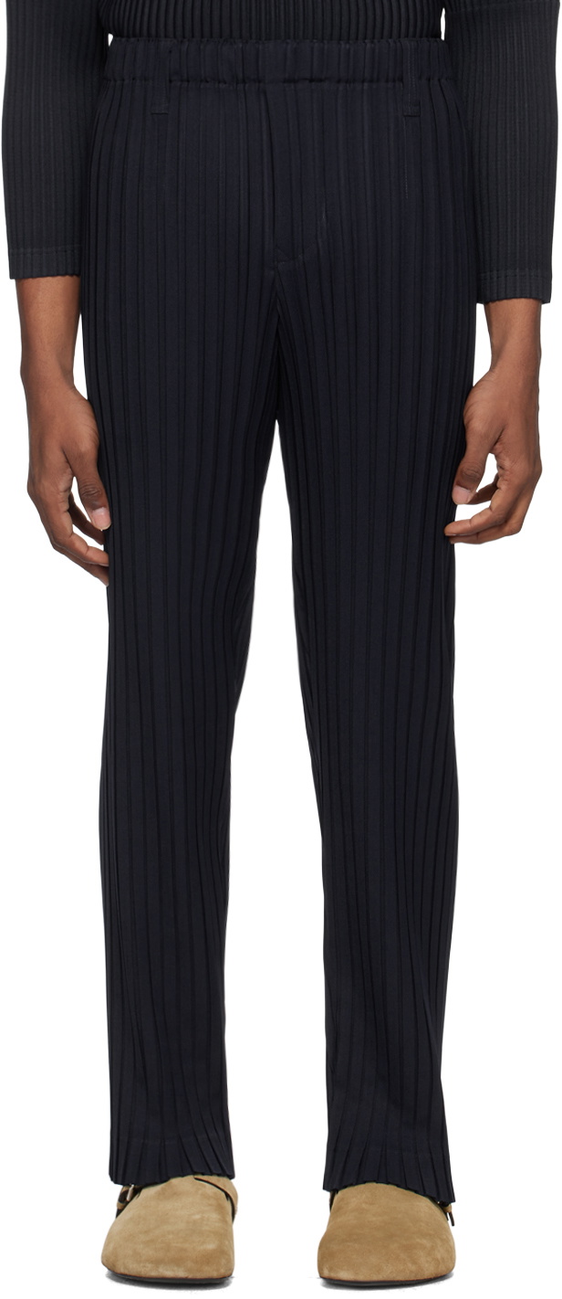 HOMME PLISSÉ ISSEY MIYAKE Navy Box Pleats Ensemble Trousers