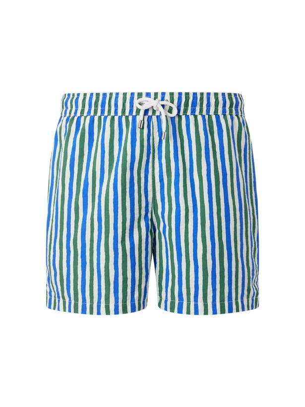 Photo: Drake's - Straight-Leg Mid-Length Striped Swim Shorts - Blue