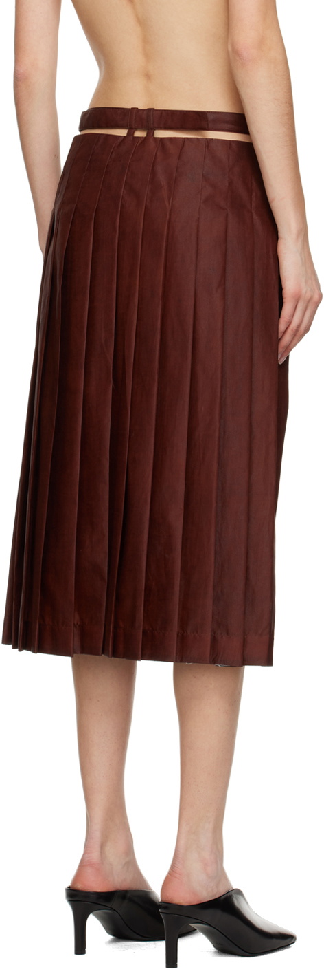 UMBER POSTPAST Brown Pleated Midi Skirt