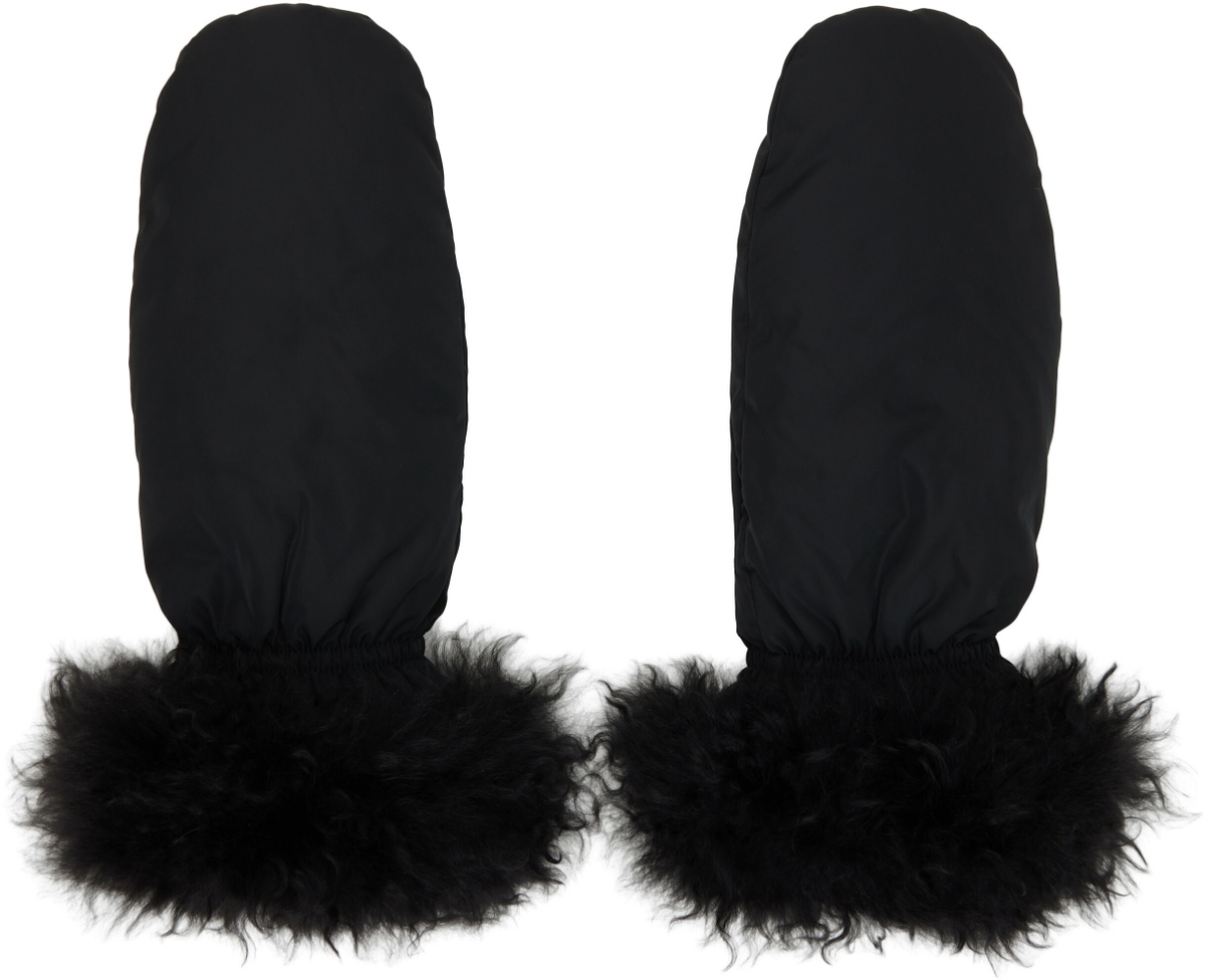 Yves Salomon Black Trim Mittens
