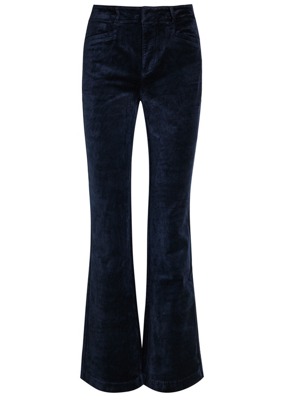 Photo: Paige Laurel Slim Flared-leg Velvet Trousers Navy
