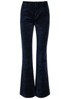 Paige Laurel Slim Flared-leg Velvet Trousers Navy