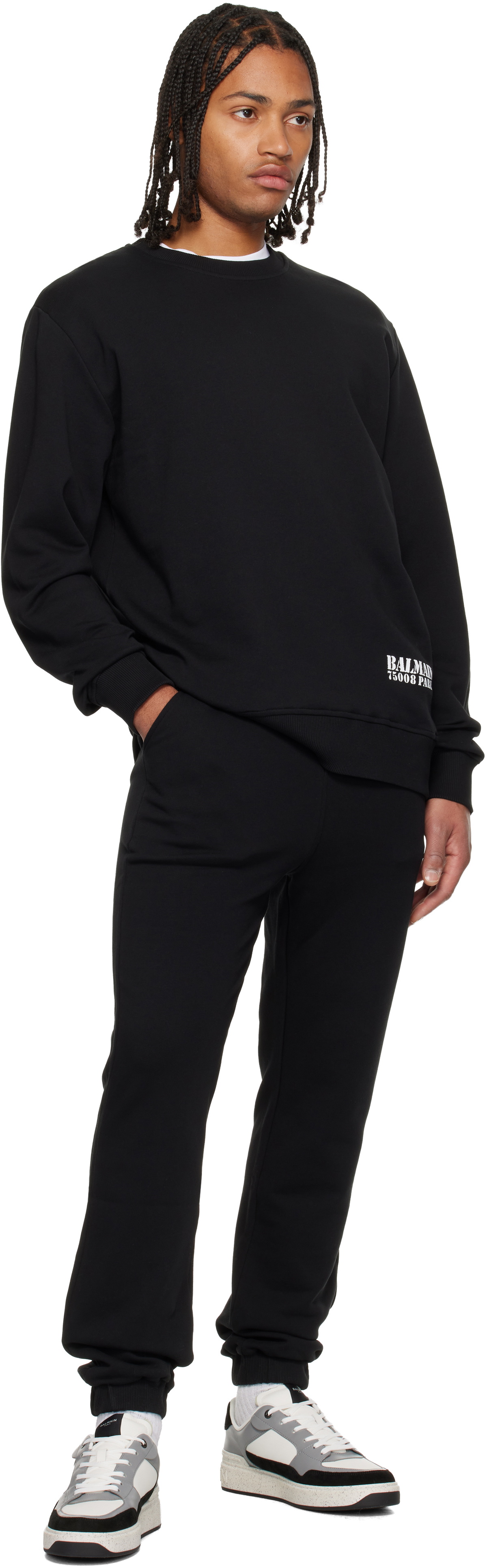 Balmain Black Small 'Balmain' Stamp Printed Sweatshirt