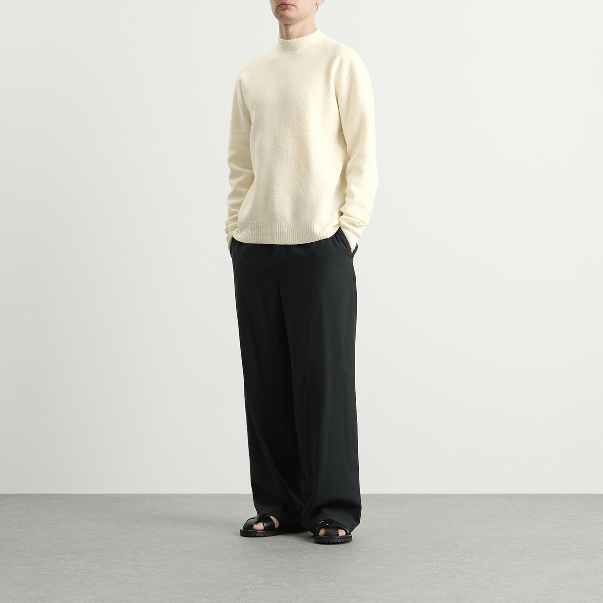 Jil Sander Men's Boiled Wool Jumper in Cloud
