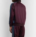 Needles - Striped Grosgrain-Trimmed Tech-Jersey Zip-Up Track Jacket - Burgundy