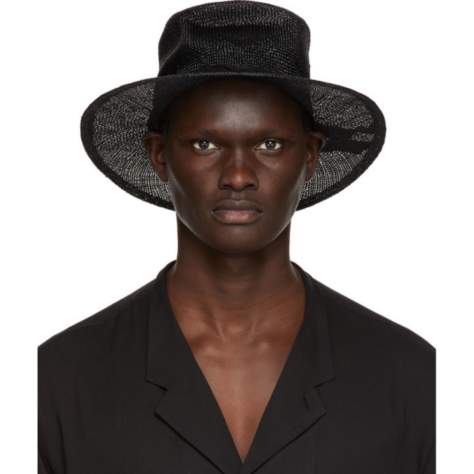 Yohji Yamamoto Black Straw Crush Hat Yohji Yamamoto