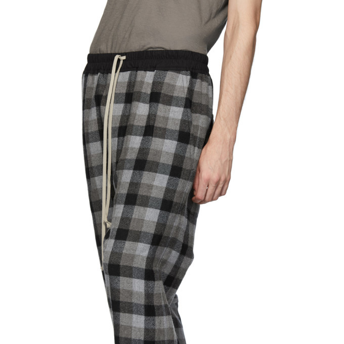 Rick Owens Black Plaid Drawstring Cropped Trousers Rick Owens