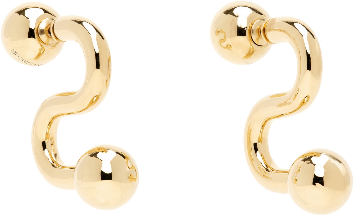 Sportmax Gold Monogram Earrings