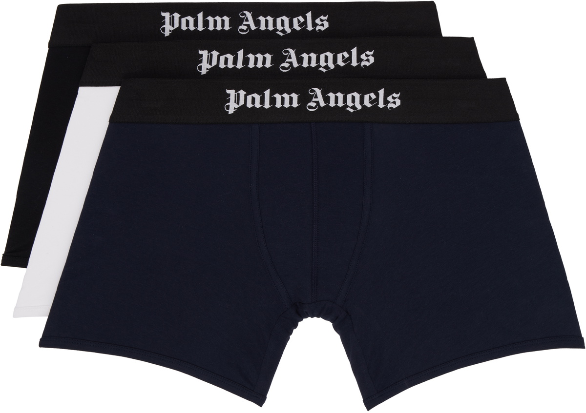 Palm Angels Three-Pack Multicolor Jacquard Logo Boxer Briefs
