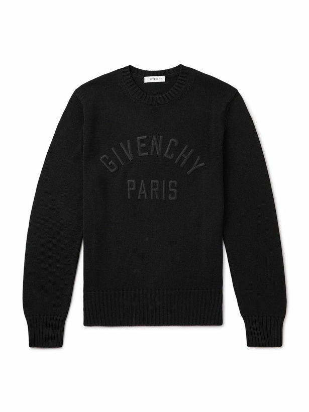 Photo: Givenchy - Logo-Embroidered Cotton Sweater - Black