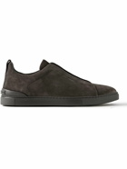 Zegna - Triple Stitch Suede Sneakers - Brown