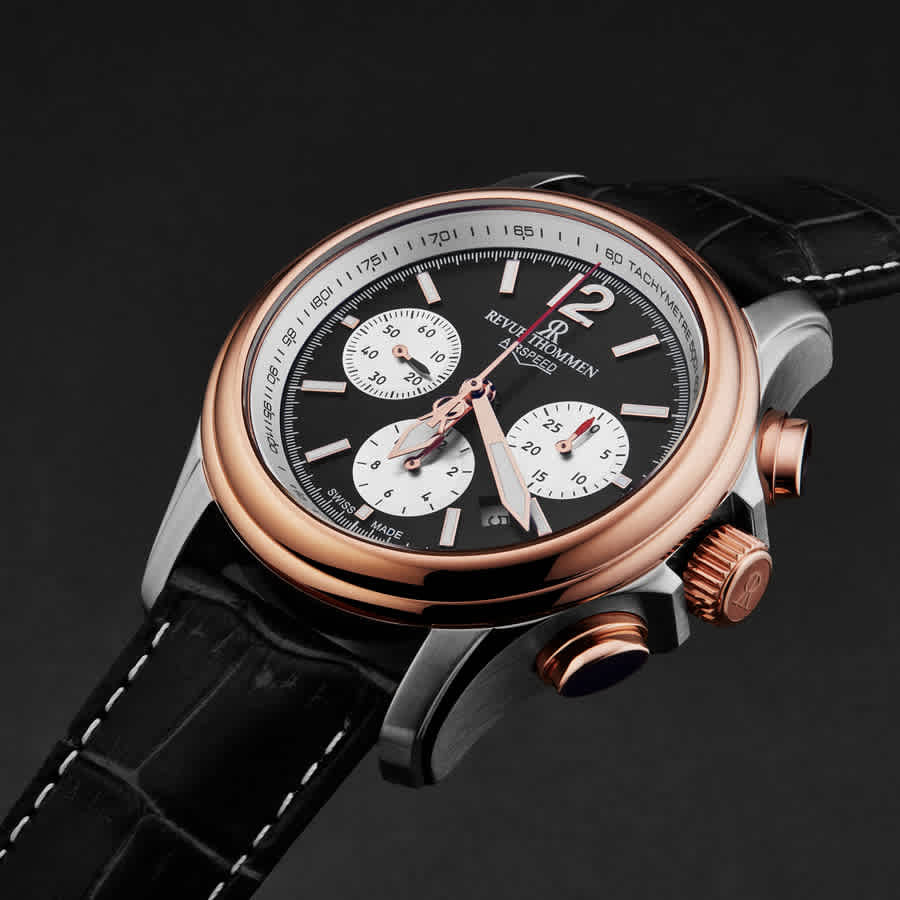 Revue Thommen Air Speed Chronograph Automatic Black Dial Mens Watch 16041.6357
