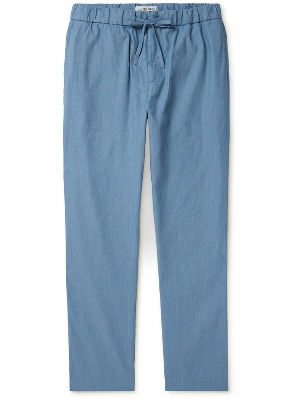 Photo: Frescobol Carioca - Oscar Straight-Leg Linen and Cotton-Blend Drawstring Trousers - Blue