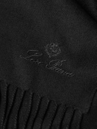 Loro Piana - Logo-Embroidered Fringed Herringbone Cashmere Scarf